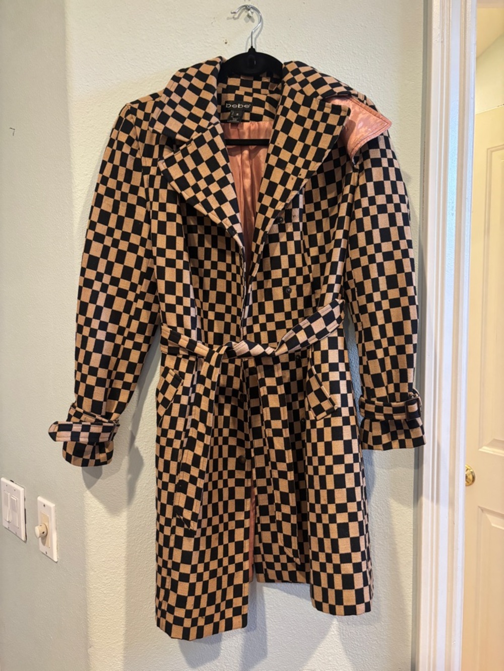 bebe Black & Tan Checkerboard Blazer